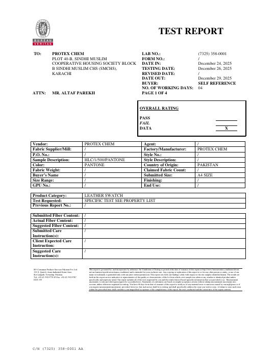 First page of BUREAU VERITAS Report (7325) 358-0001