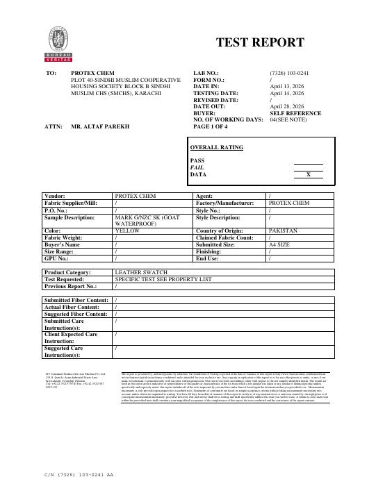 First page of TEST REPORT Report (7326) 103-0241
